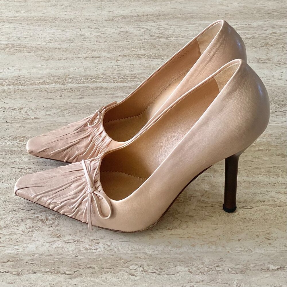 Vintage Gucci Ruched Leather Bow Pumps - Picture 4 of 10
